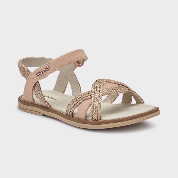 NEW MAYORAL kid's metallic braided sandal bg in makeup - Picture 1 of 5